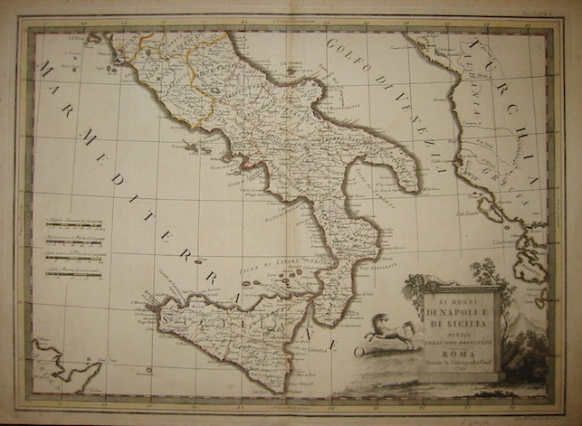 Cassini Giovanni Maria (1745-1824) Li Regni di Napoli e di Sicilia divisi nelle loro Provincie 1790 Roma 